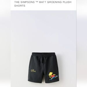 Zara The Simpsons Black Plush Shorts Size 13-14